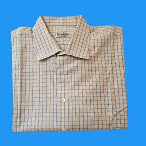MOHAN CUSTOM TAILORS INC MEN LONG SLEEVE Plaid DRESS SHIRT - SIZE 17.5